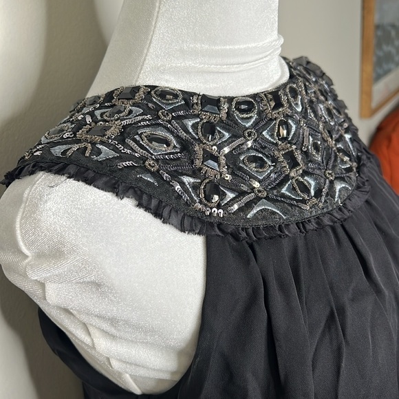Alice + Olivia 100% Silk Trapeze Embellished Dress Black Size Small NWOT! - Picture 6 of 14